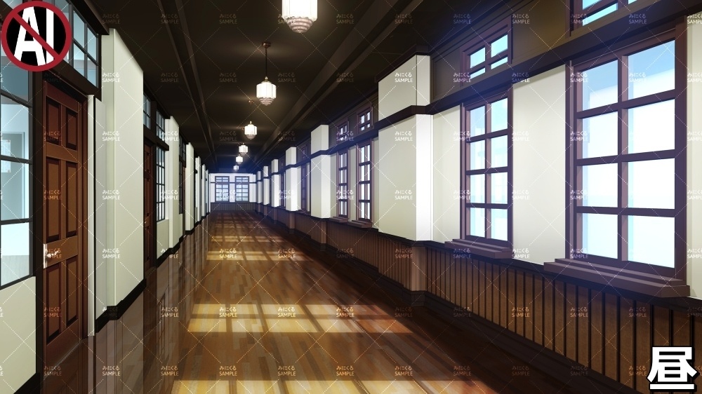 【背景素材】名門校の廊下② (学園編part06-rtozyoushool10)