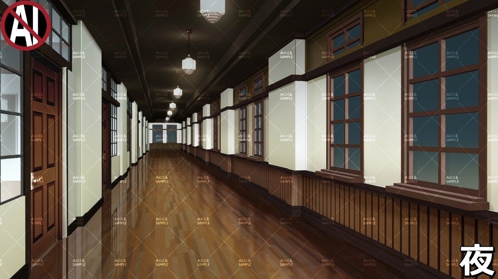 【背景素材】名門校の廊下② (学園編part06-rtozyoushool10)