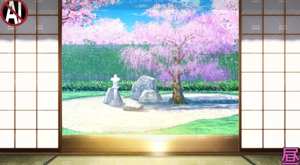 みにくる動く背景CG素材『桜の日本庭園』【単品・素材集】