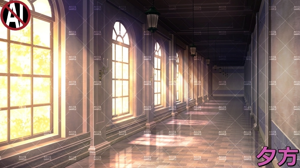 【背景素材】セレブな学校の廊下 (学園編part09-BG02schhol_k)