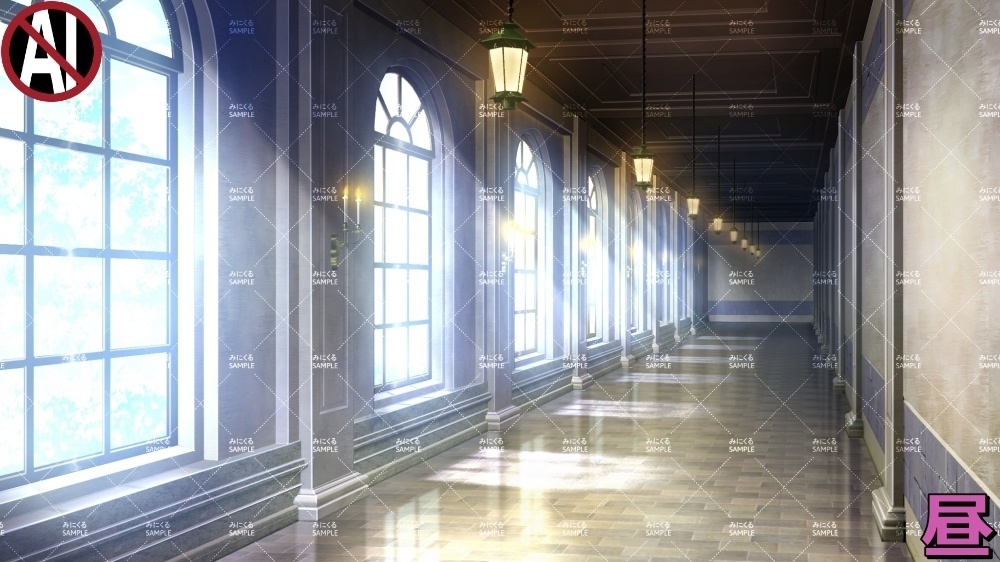 【背景素材】セレブな学校の廊下 (学園編part09-BG02schhol_k)