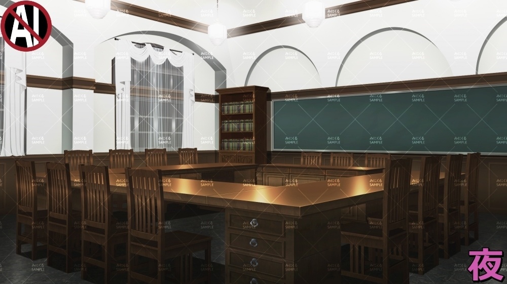 【背景素材】レトロな学校の会議室 (学園編part09-sdschool010)