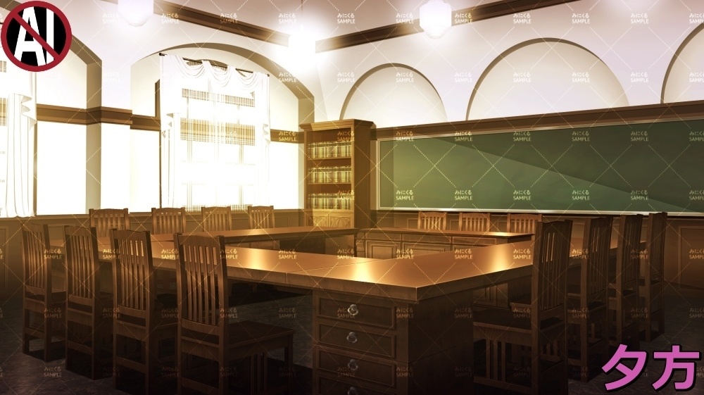 【背景素材】レトロな学校の会議室 (学園編part09-sdschool010)