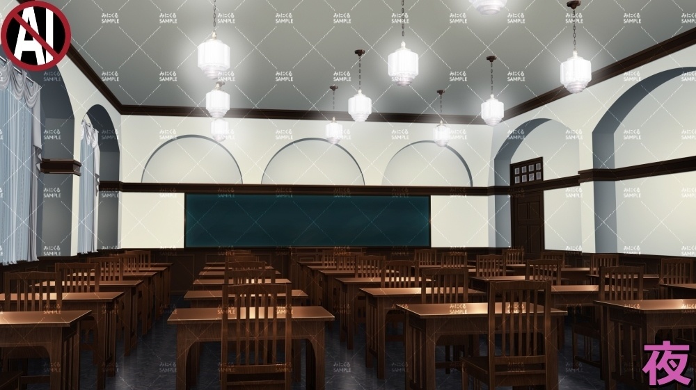 【背景素材】レトロな学校の教室② (学園編part09-sdschool006)