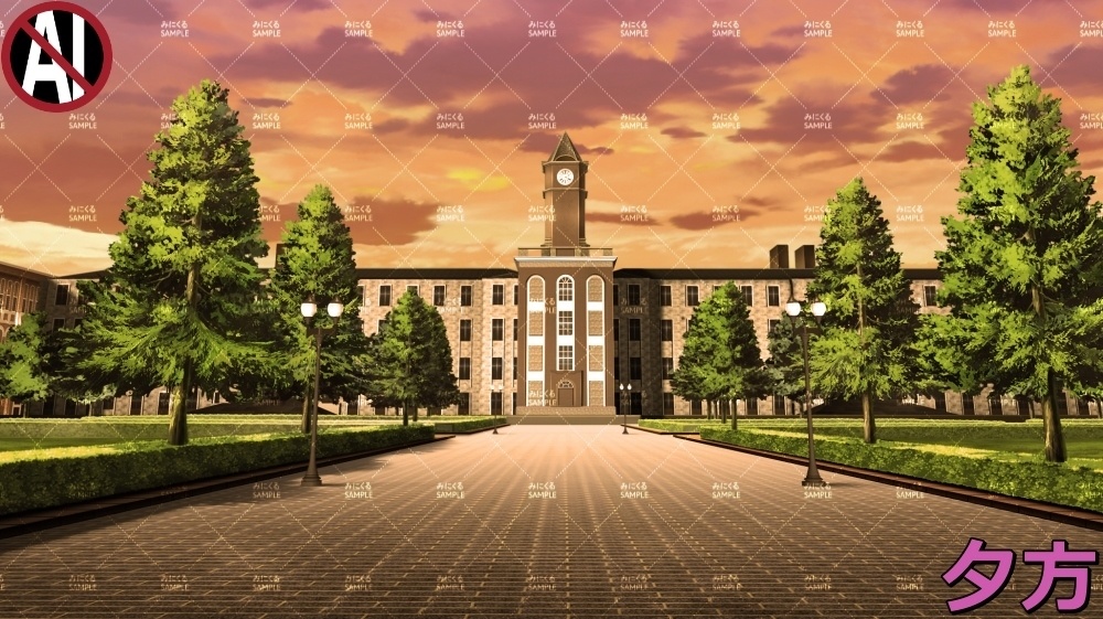 【背景素材】レトロな学校の校舎① (学園編part09-sdschool005)