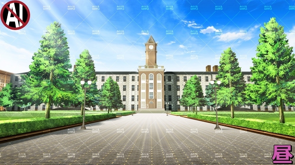 【背景素材】レトロな学校の校舎① (学園編part09-sdschool005)