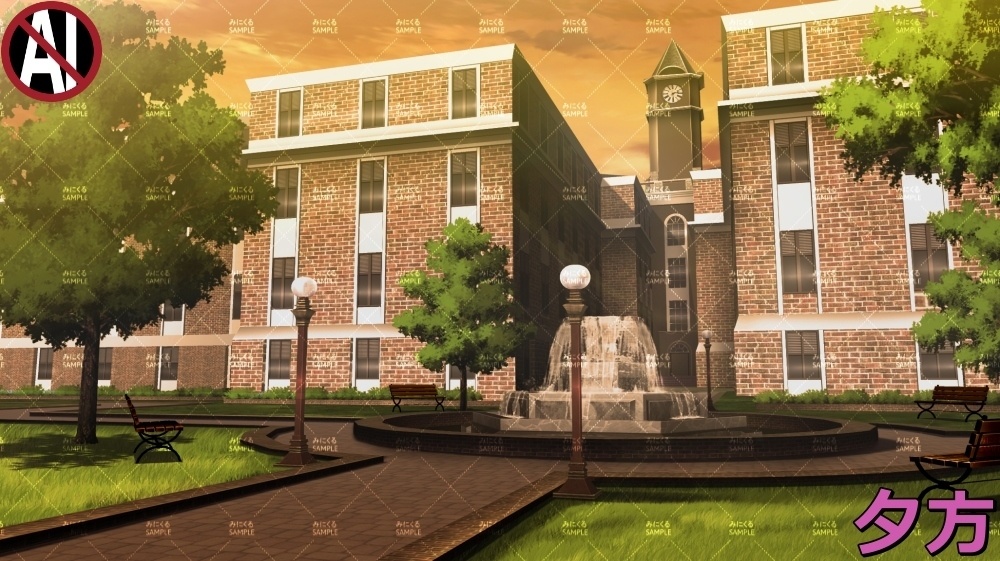 【背景素材】レトロな学校の校舎② (学園編part09-sdschool008)