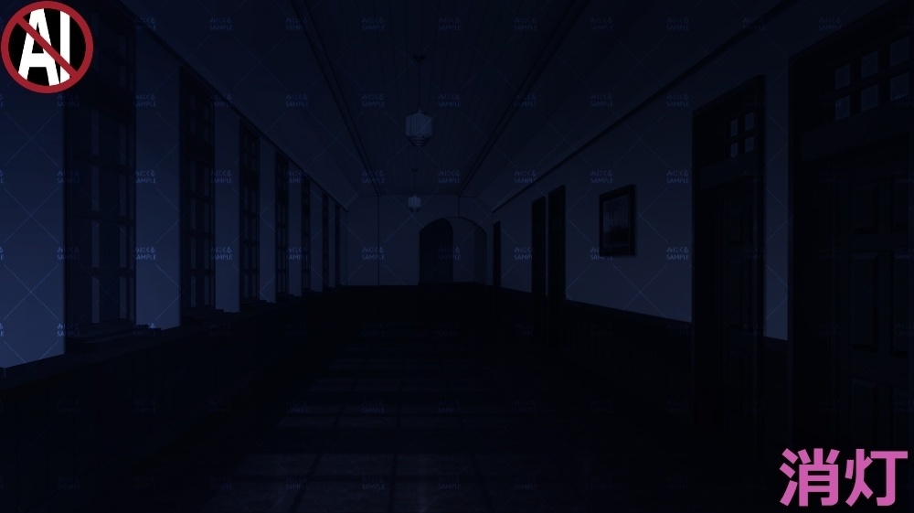 【背景素材】レトロな学校の廊下② (学園編part09-sdschool007)