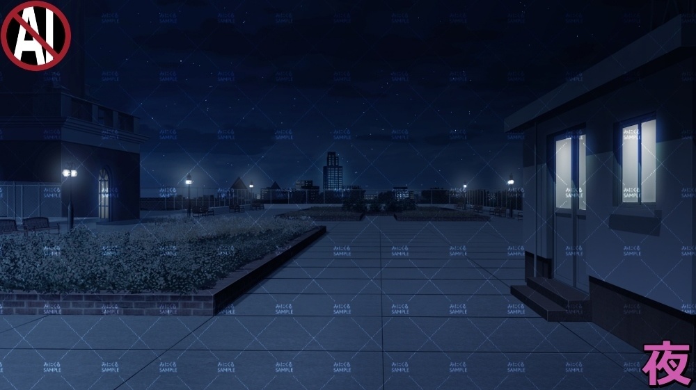 【背景素材】屋上テラスと花壇 (学園編part09-sdschool009)