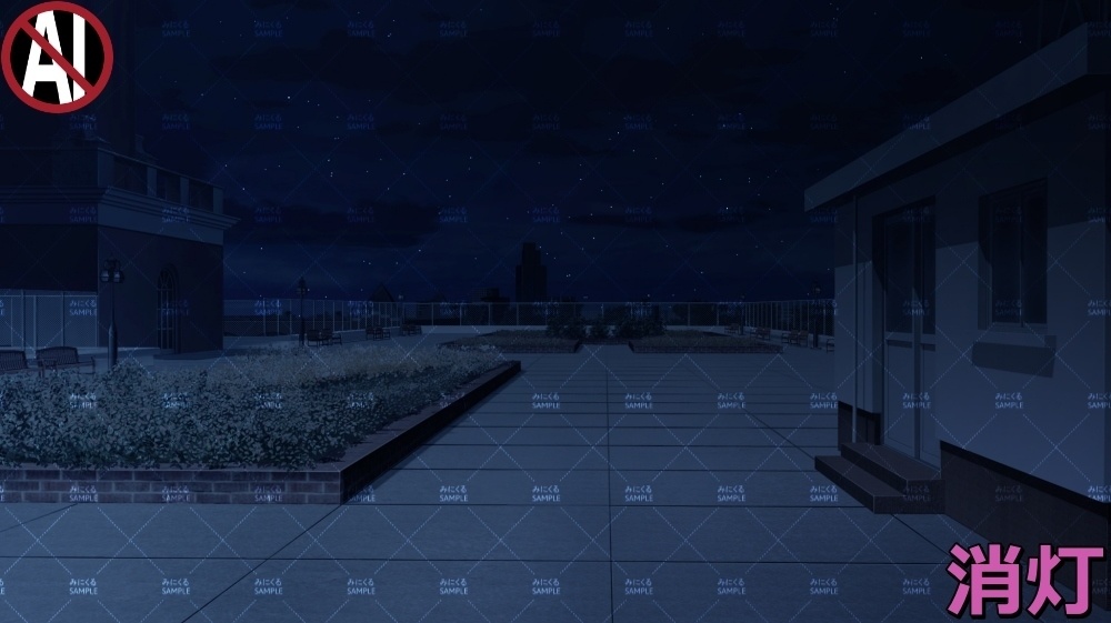 【背景素材】屋上テラスと花壇 (学園編part09-sdschool009)