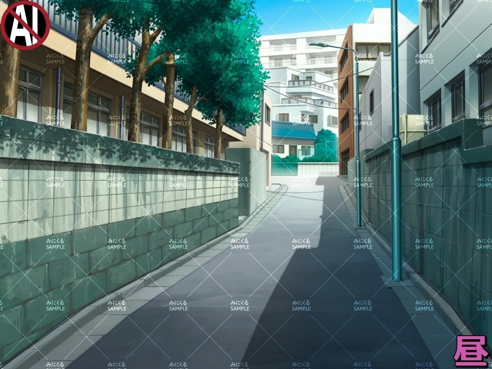 【背景素材】住宅街① (日常編part07+α-street005)