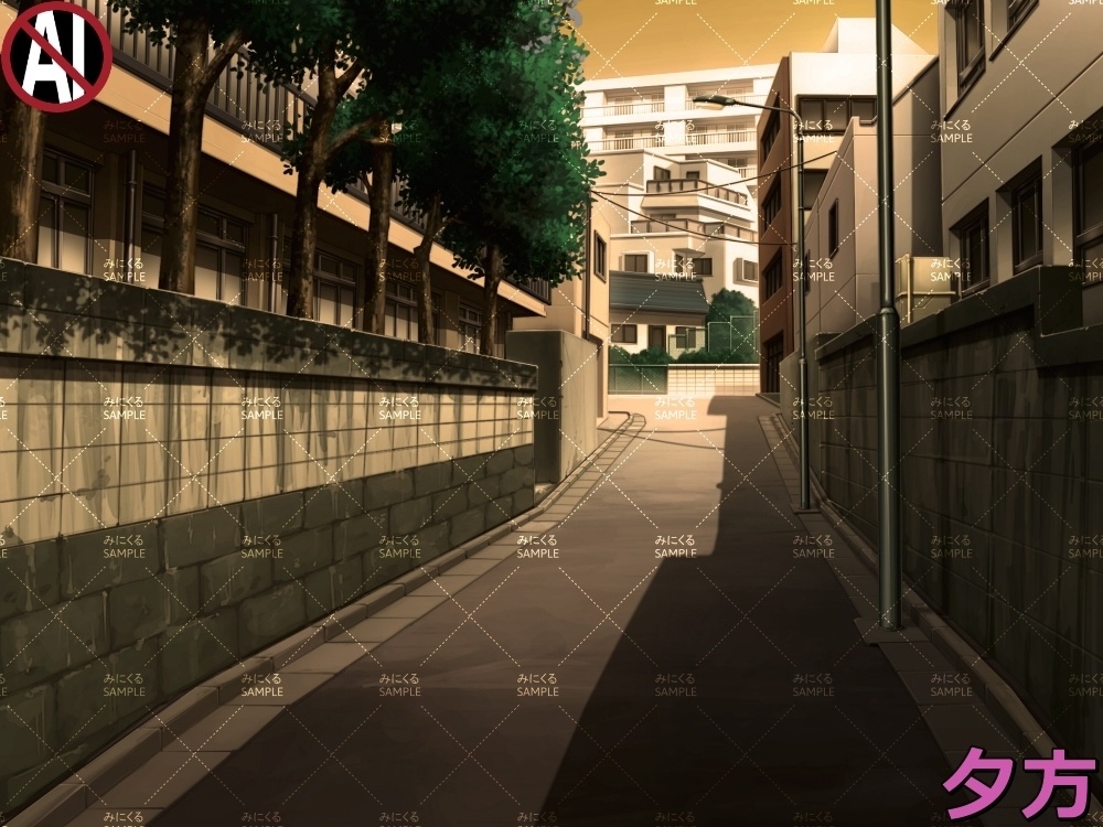 【背景素材】住宅街① (日常編part07+α-street005)