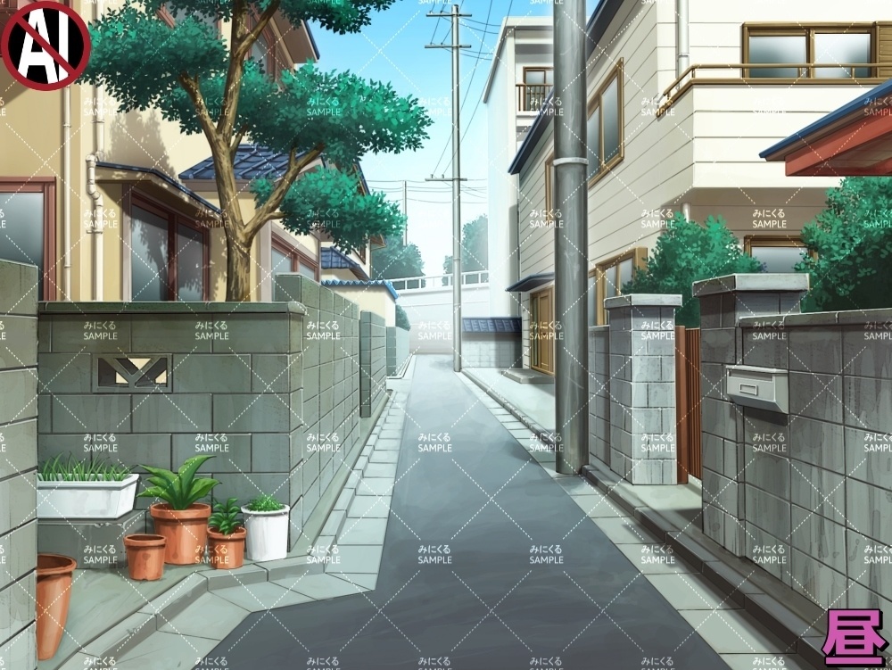 【背景素材】住宅街⑤ (日常編part07+α-street007)