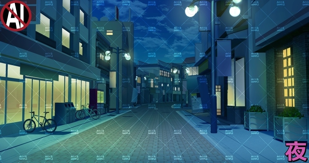 【背景素材】商店街① (日常編part07+α-rtshoppingstreet01)