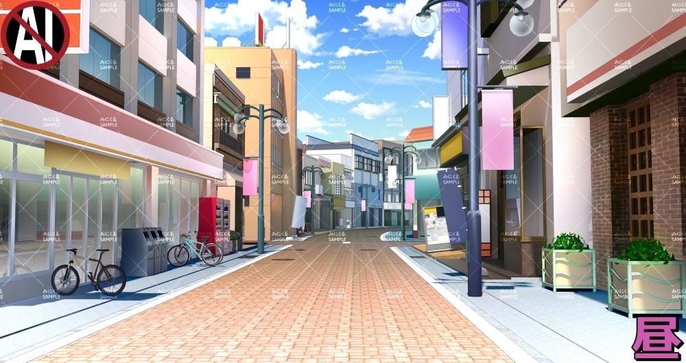 【背景素材】商店街① (日常編part07+α-rtshoppingstreet01)