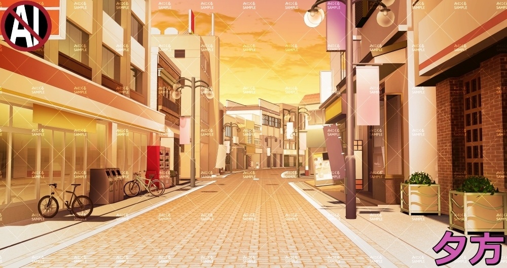 【背景素材】商店街① (日常編part07+α-rtshoppingstreet01)