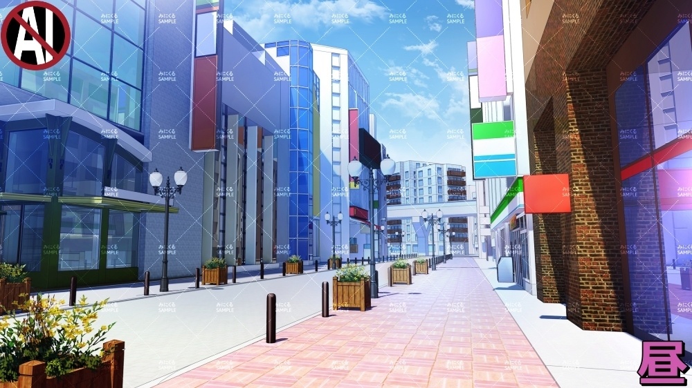 【背景素材】商店街② (日常編part07+α-rtshoppingstreet02)