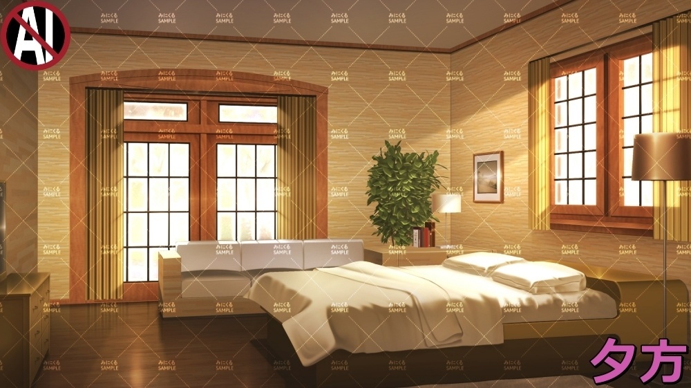 【背景素材】イエローの部屋 (日常編part13-sdniti029)