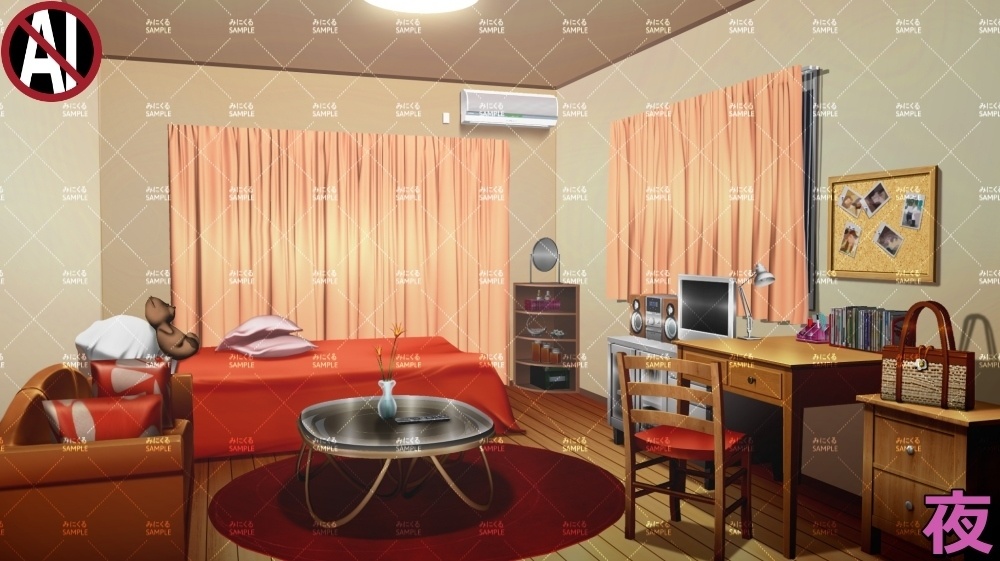 【背景素材】オレンジの部屋 (日常編part13-sdniti021)