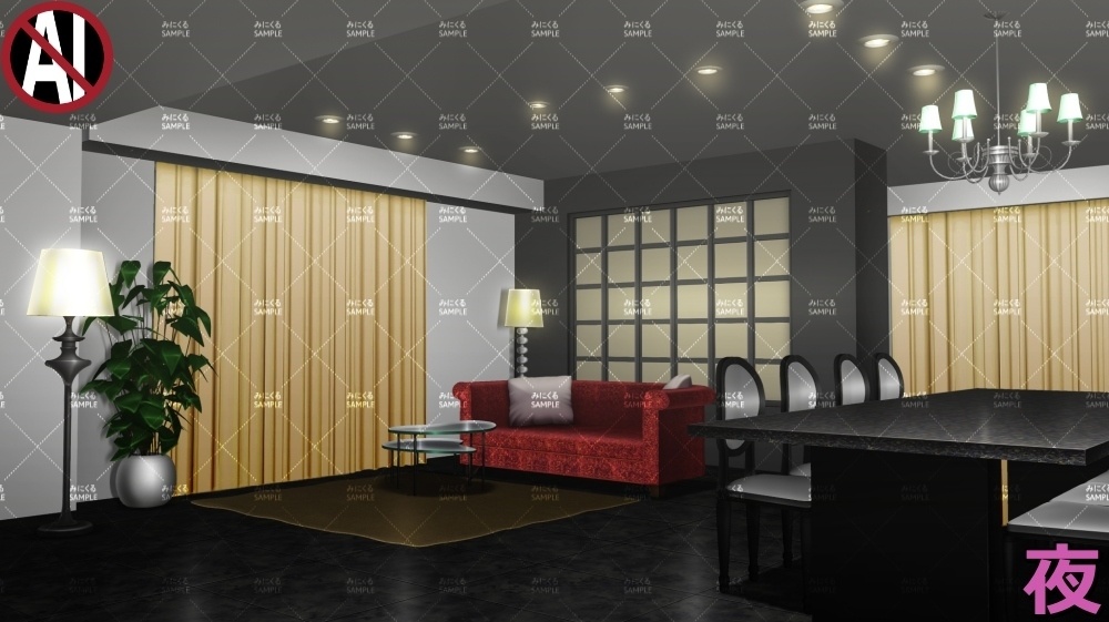 【背景素材】ゴージャスなリビング (日常編part13-sdniti028)