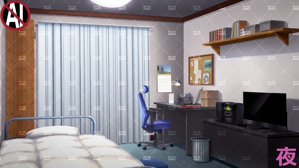 【背景素材】テレビのある部屋 (日常編part13-sdniti018)