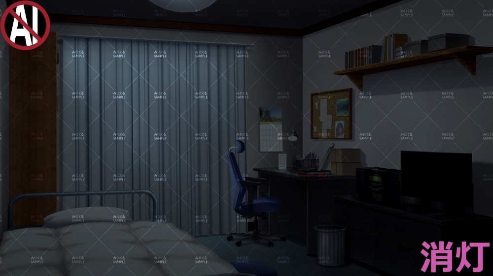 【背景素材】テレビのある部屋 (日常編part13-sdniti018)