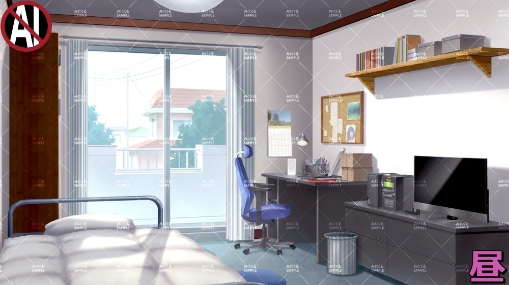 【背景素材】テレビのある部屋 (日常編part13-sdniti018)