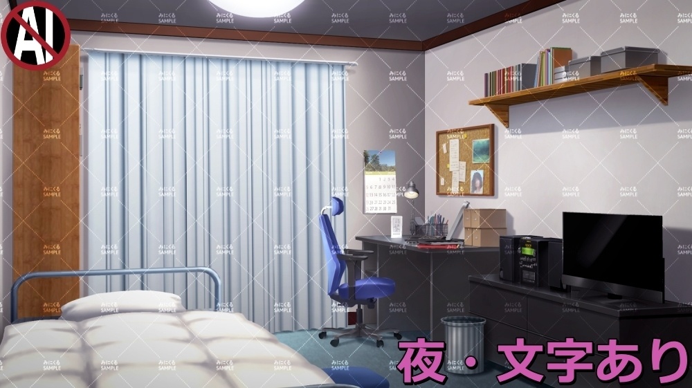 【背景素材】テレビのある部屋 (日常編part13-sdniti018)