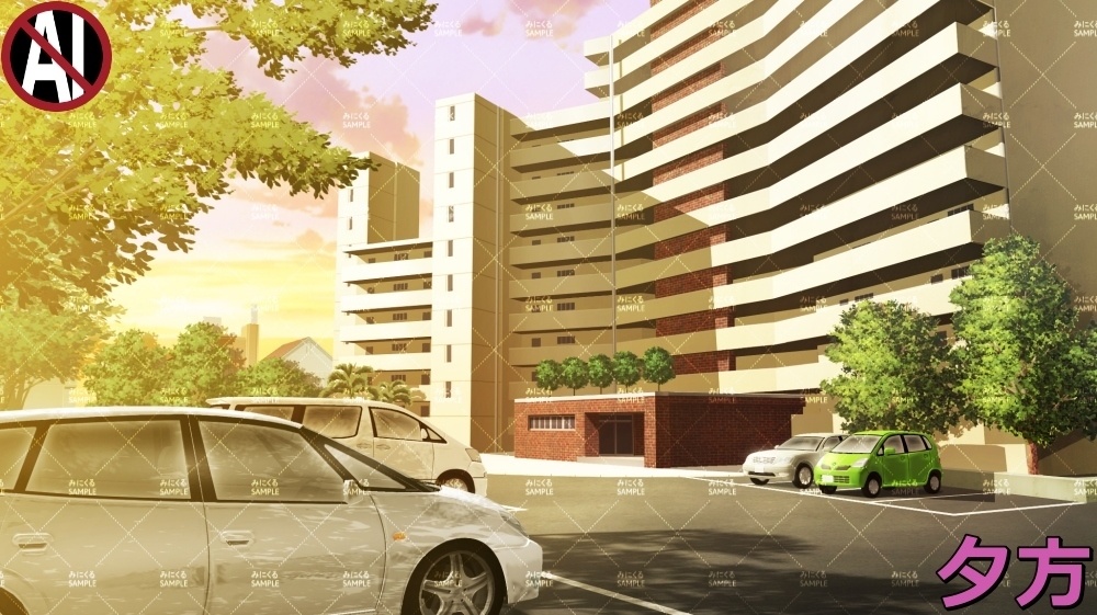 【背景素材】マンション外観 (日常編part13-sdniti026)