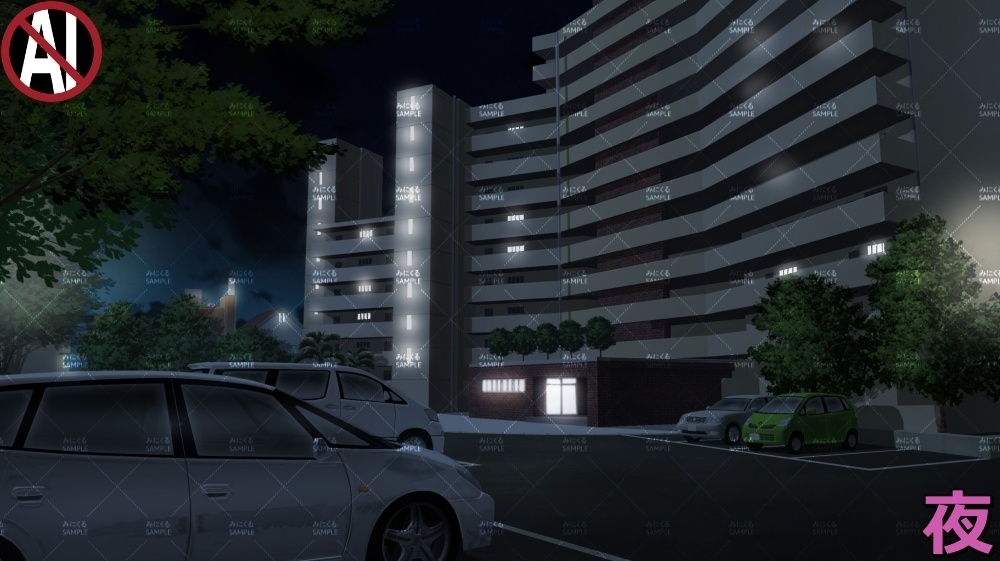 【背景素材】マンション外観 (日常編part13-sdniti026)