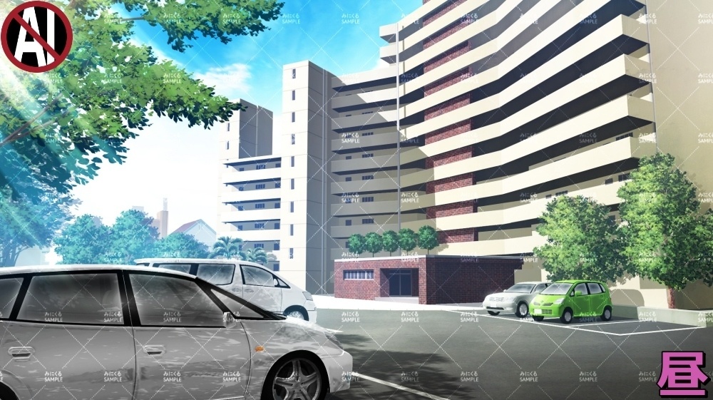 【背景素材】マンション外観 (日常編part13-sdniti026)