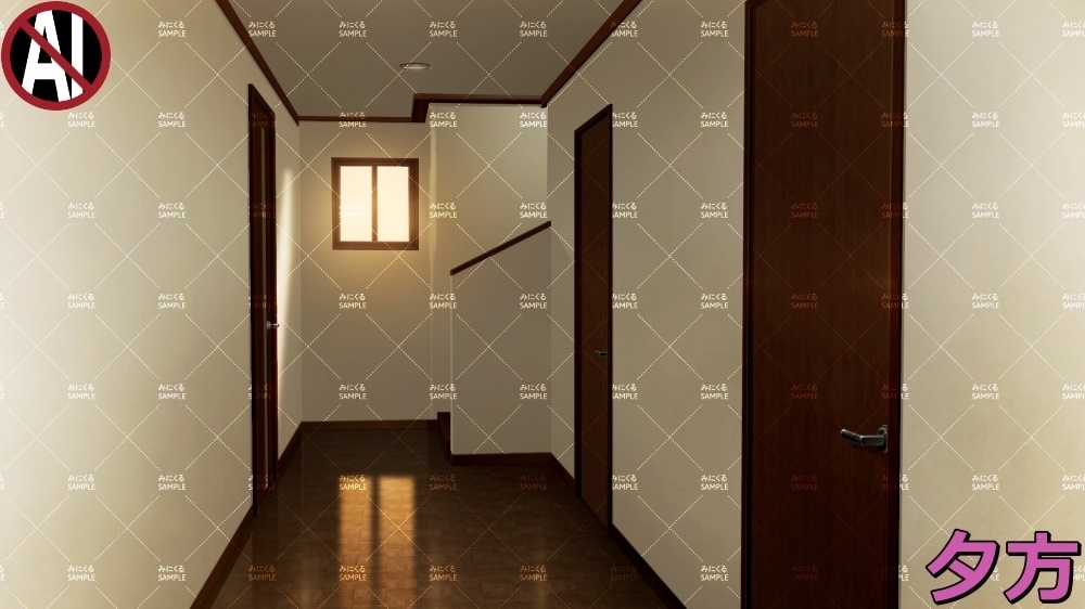 【背景素材】一軒家の廊下 (日常編part13-sdniti019)