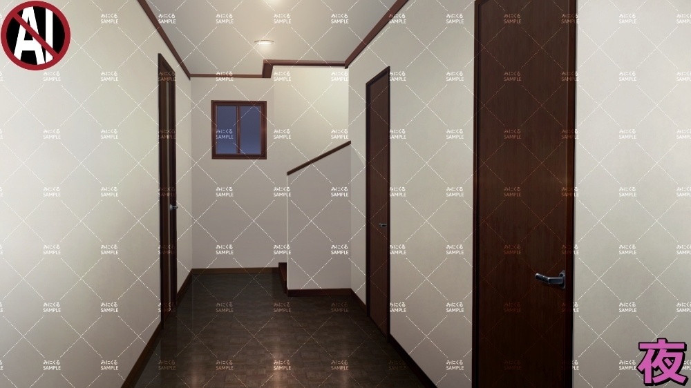 【背景素材】一軒家の廊下 (日常編part13-sdniti019)