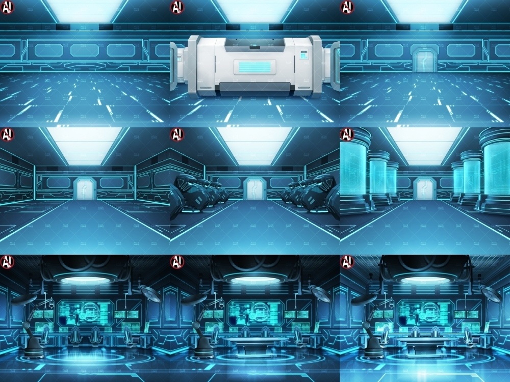 みにくる背景CG素材集『未来編』part02-Blue×Black-A【背景素材集】