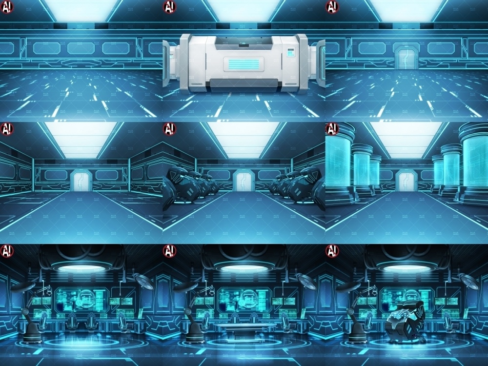 みにくる背景CG素材集『未来編』part02-Blue×Black-A【背景素材集】