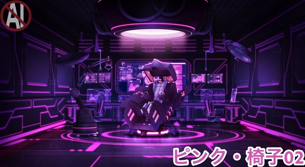 【背景素材】研究室A_洗脳椅子(未来編part02-Bw_room_chair)