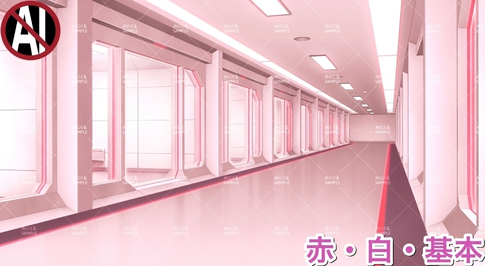 【背景素材】牢屋斜め_白(未来編part02-prison_room_an02_w)