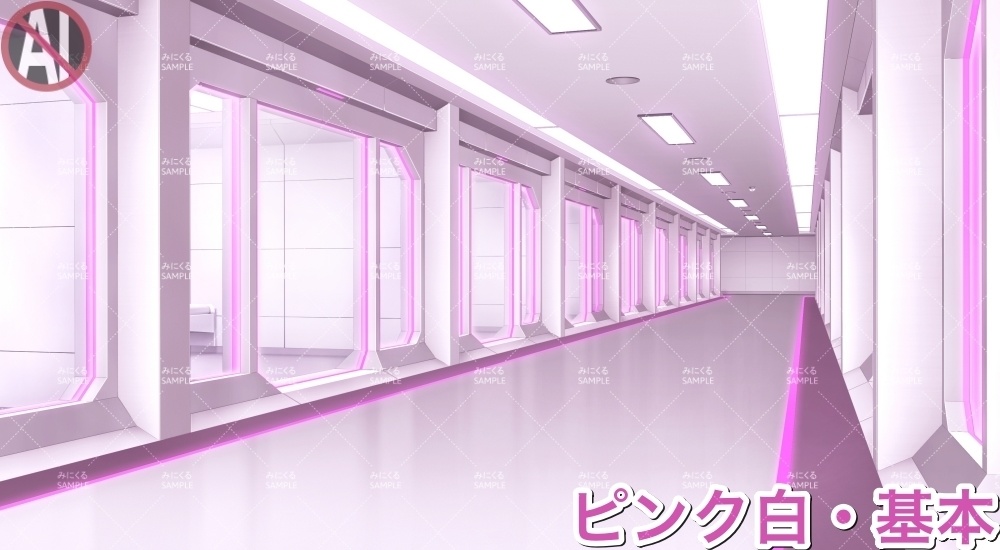 【背景素材】牢屋斜め_白(未来編part02-prison_room_an02_w)