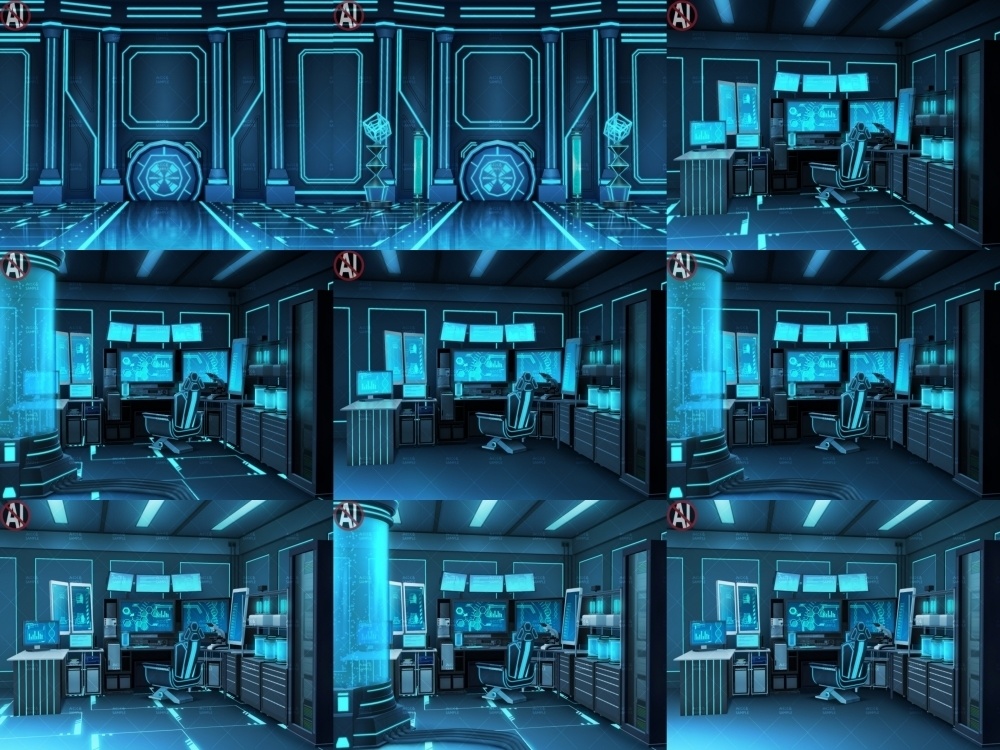 みにくる背景CG素材集『未来編』part02-Blue×Black-B 【背景素材集】