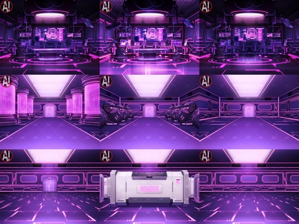 みにくる背景CG素材集『未来編』part02-Pink×Black-A 【背景素材集】