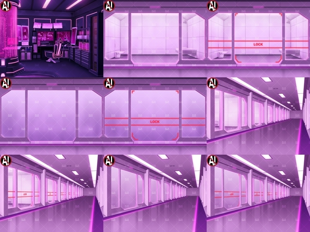 みにくる背景CG素材集『未来編』part02-Pink×Black-B 【背景素材集】