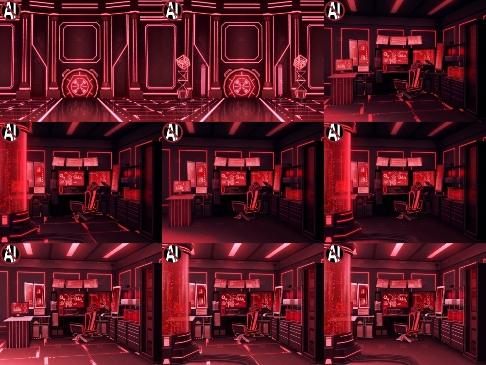 みにくる背景CG素材集『未来編』part02-Red×Black-B【背景素材集】