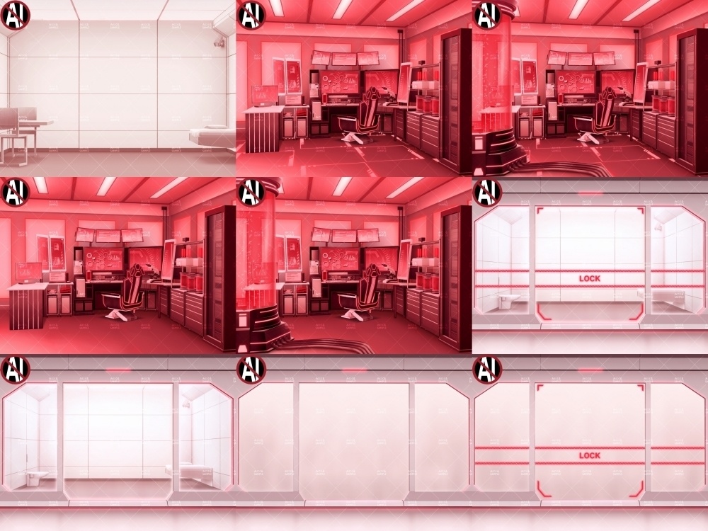 みにくる背景CG素材集『未来編』part02-Red×White【背景素材集】