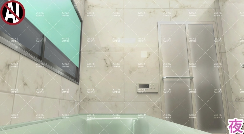 【背景素材】バスルーム①_基本/湯張り/湯気(日常編水回り02-bath03a)