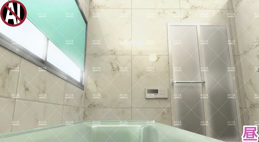 【背景素材】バスルーム①_基本/湯張り/湯気(日常編水回り02-bath03a)