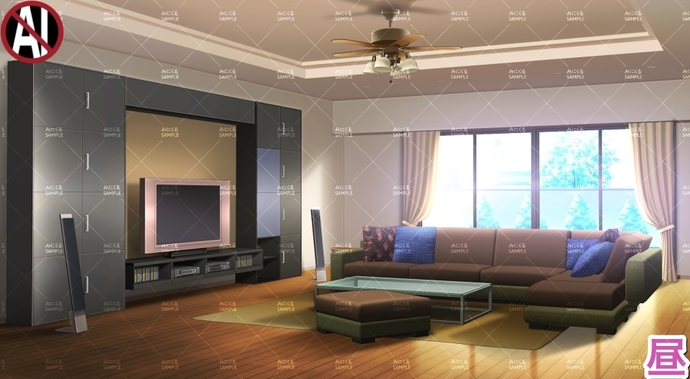 【背景素材】リビングルーム(日常編part23-home_living01)