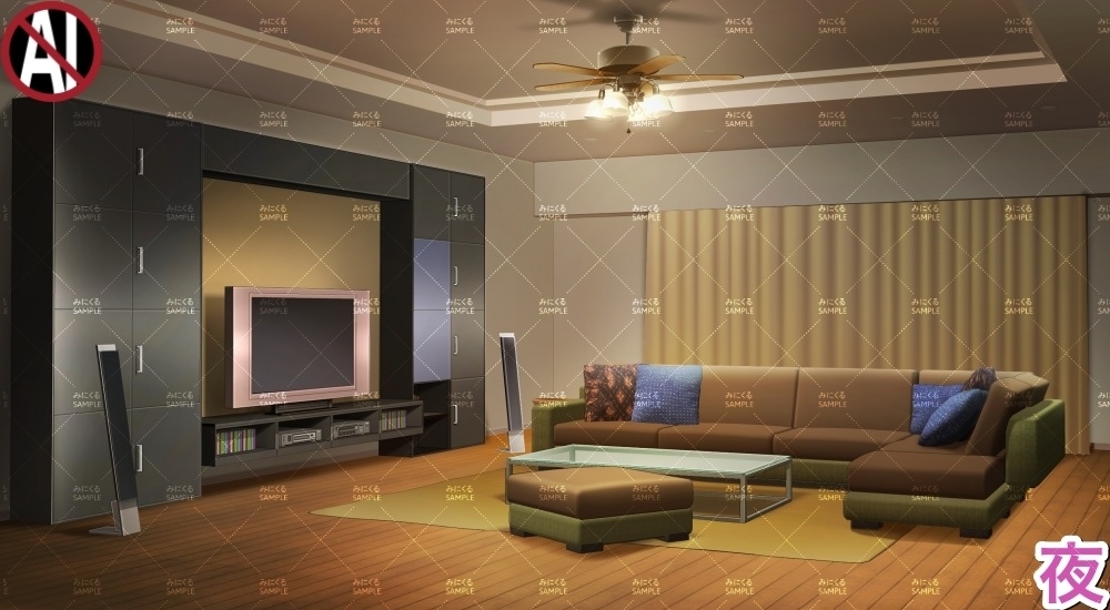 【背景素材】リビングルーム(日常編part23-home_living01)