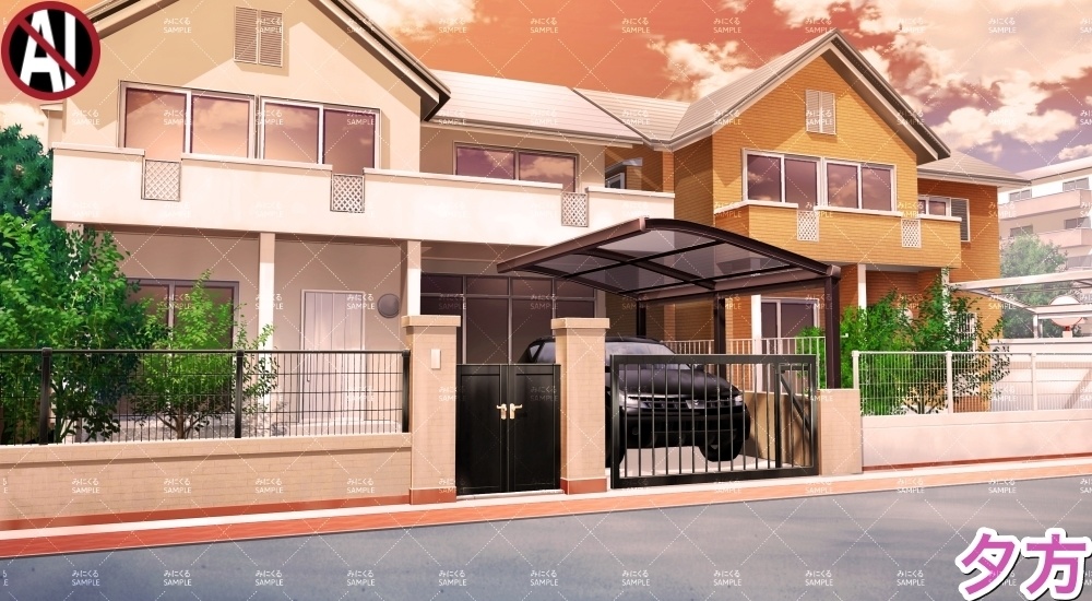 【背景素材】家の外観(日常編part23-home_outside01)