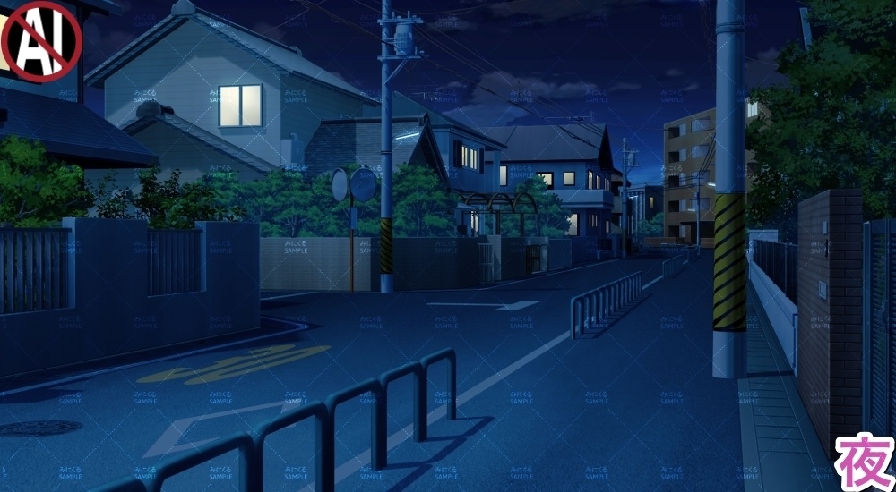 【背景素材】住宅街の道(日常編part23-cityscape_road01)