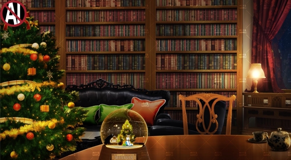 【動く背景素材】『スノードームのあるお部屋』(snowdome)